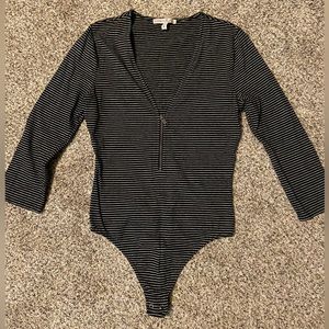 Express One Eleven Black/White Stripe Bodysuit